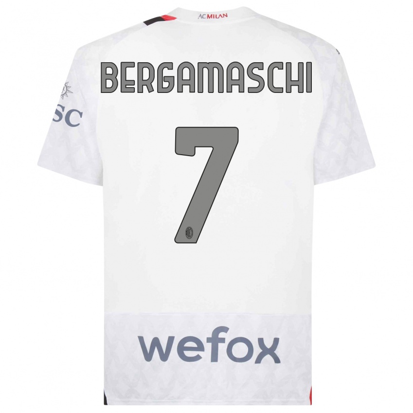 Kinder Valentina Bergamaschi #7 Weiß Auswärtstrikot Trikot 2023/24 T-Shirt Belgien