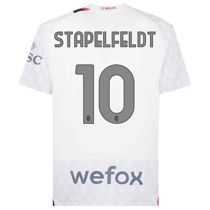 Kinderen Nina Stapelfeldt #10 Wit Uitshirt Uittenue 2023/24 T-Shirt België