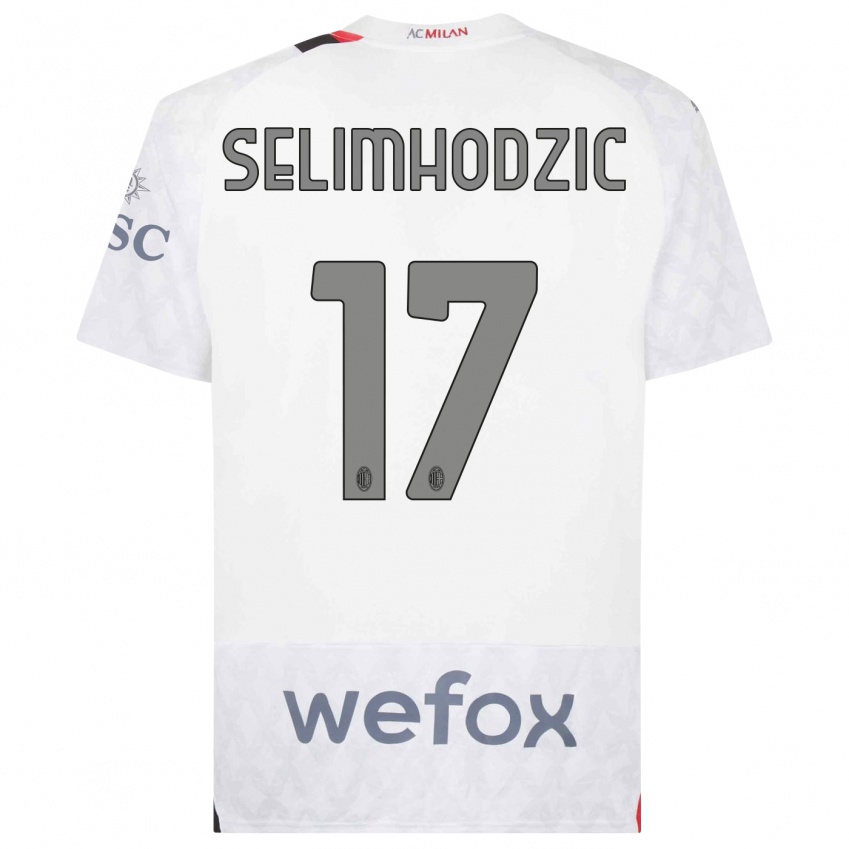 Kinderen Noa Selimhodzic #17 Wit Uitshirt Uittenue 2023/24 T-Shirt België