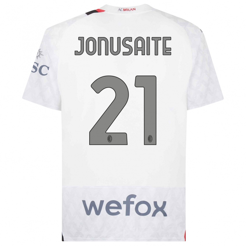 Kinder Rimante Jonusaite #21 Weiß Auswärtstrikot Trikot 2023/24 T-Shirt Belgien