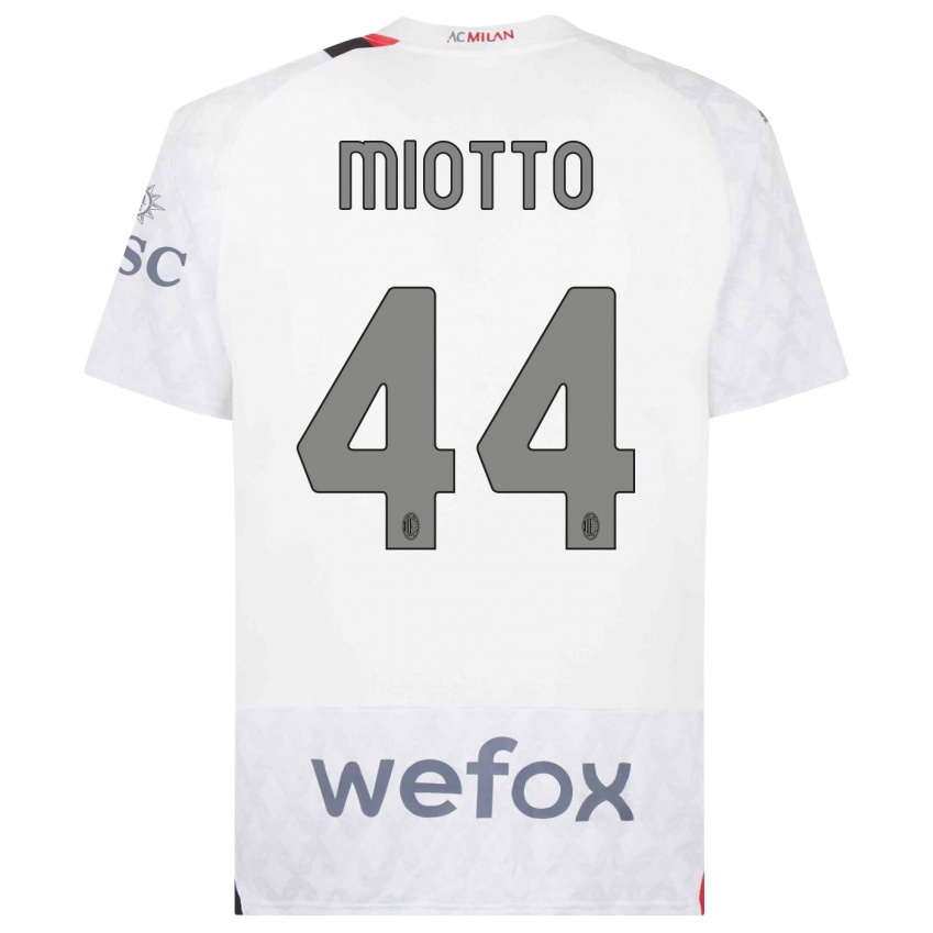Kinder Giorgia Miotto #44 Weiß Auswärtstrikot Trikot 2023/24 T-Shirt Belgien