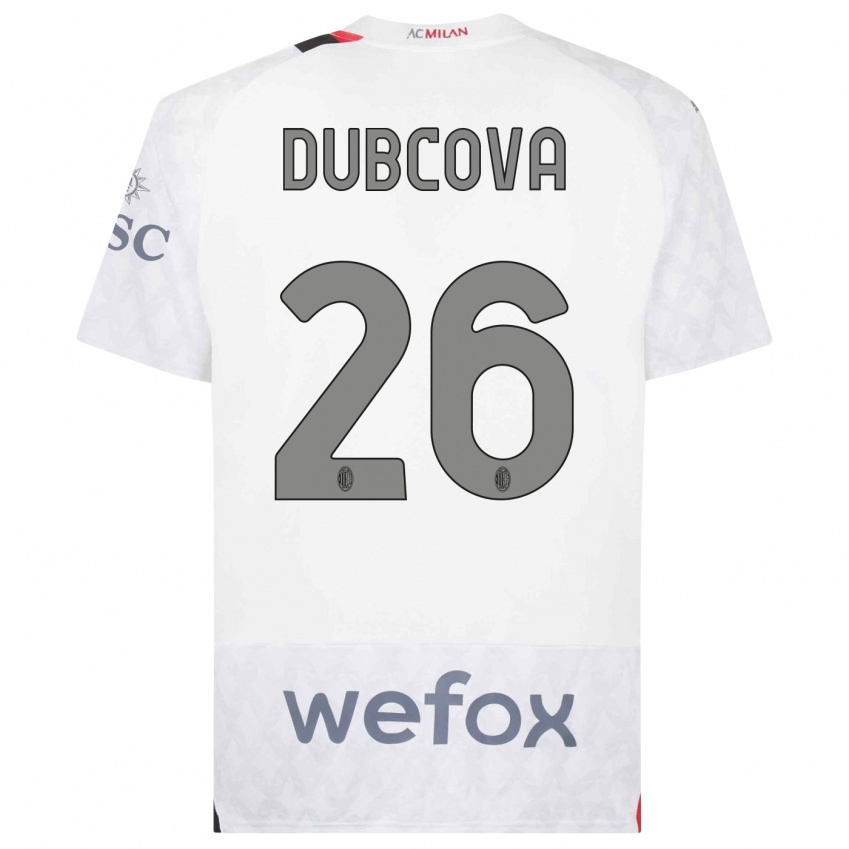 Kinder Michaela Dubcova #26 Weiß Auswärtstrikot Trikot 2023/24 T-Shirt Belgien