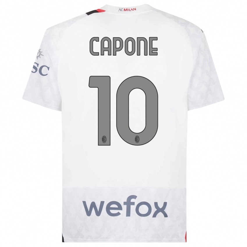 Enfant Maillot Andrea Capone #10 Blanc Tenues Extérieur 2023/24 T-Shirt Belgique