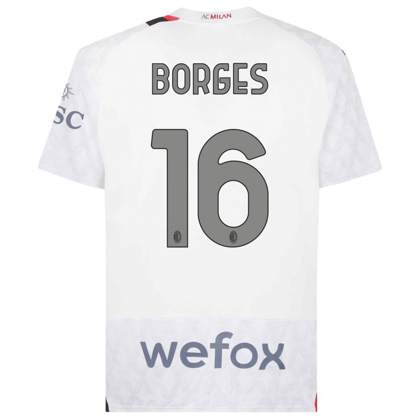 Enfant Maillot Lenny Borges #16 Blanc Tenues Extérieur 2023/24 T-Shirt Belgique