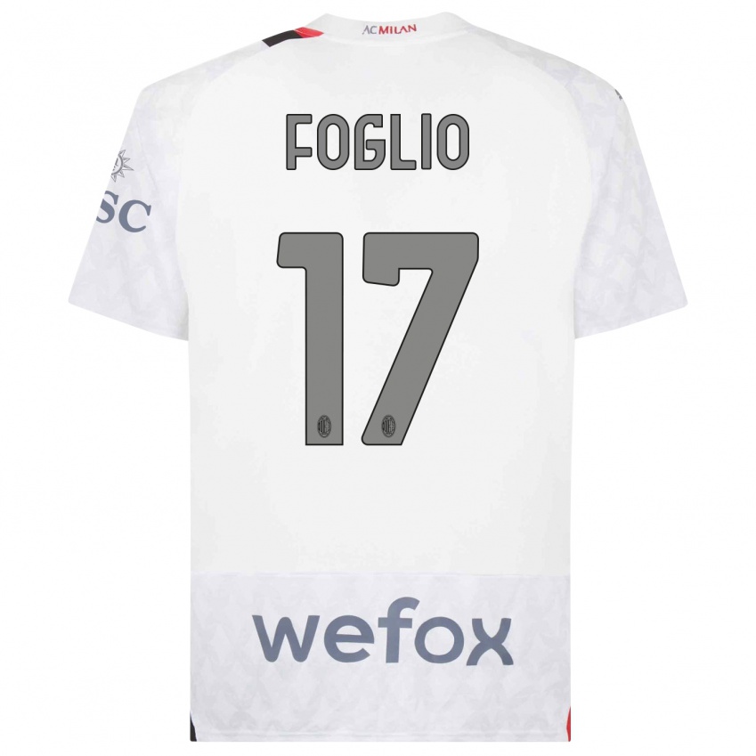 Enfant Maillot Christian Foglio #17 Blanc Tenues Extérieur 2023/24 T-Shirt Belgique