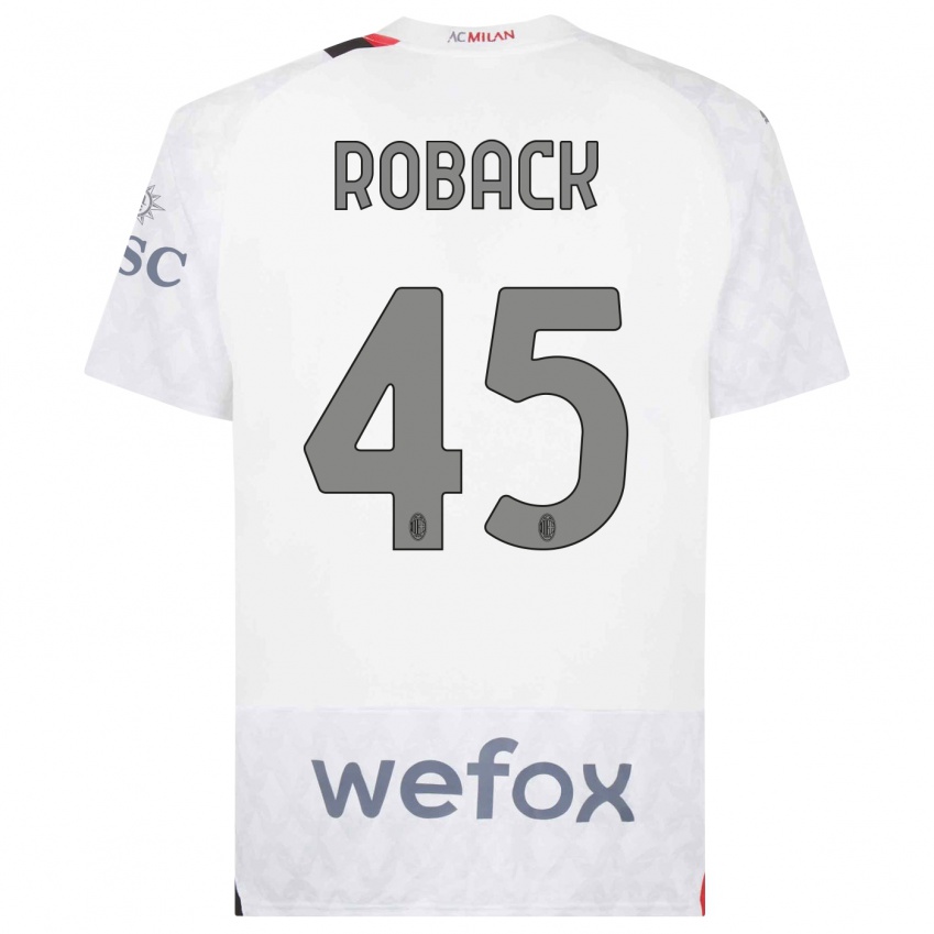Enfant Maillot Emil Roback #45 Blanc Tenues Extérieur 2023/24 T-Shirt Belgique