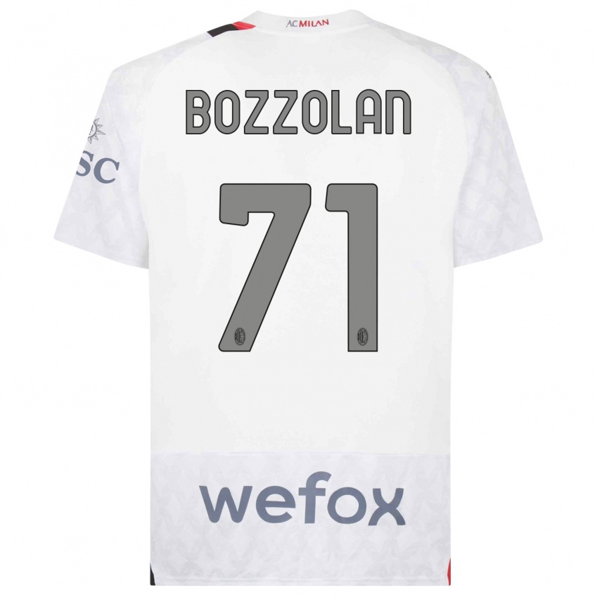 Kinder Andrea Bozzolan #71 Weiß Auswärtstrikot Trikot 2023/24 T-Shirt Belgien