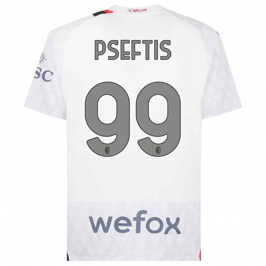 Kinder Fotios Pseftis #99 Weiß Auswärtstrikot Trikot 2023/24 T-Shirt Belgien