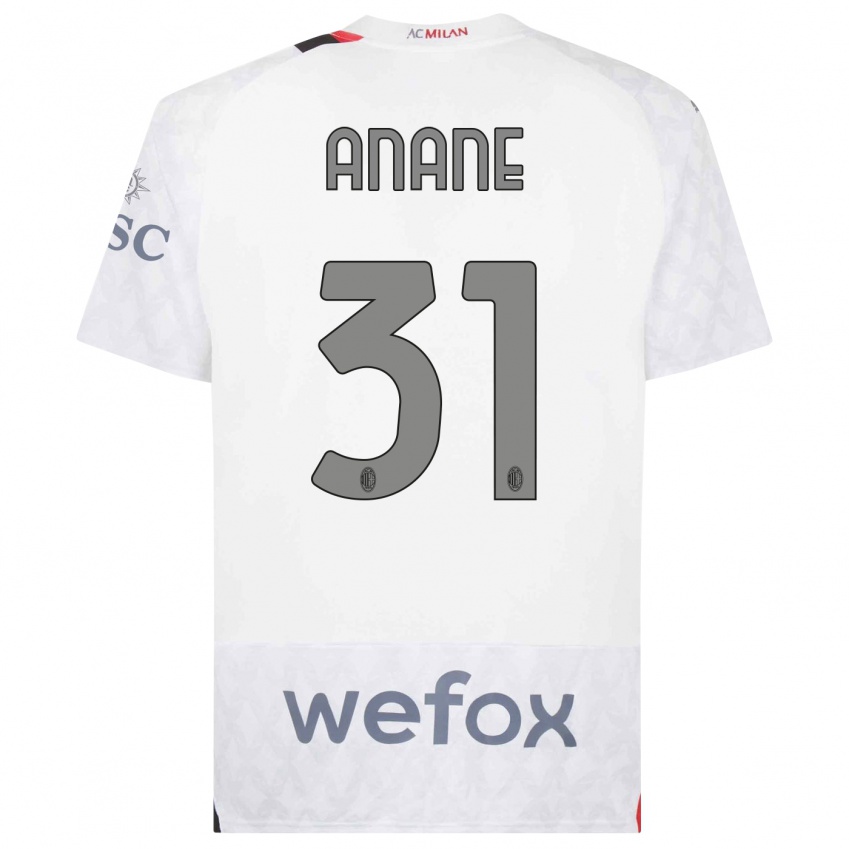 Kinder Emmanuel Anane #31 Weiß Auswärtstrikot Trikot 2023/24 T-Shirt Belgien