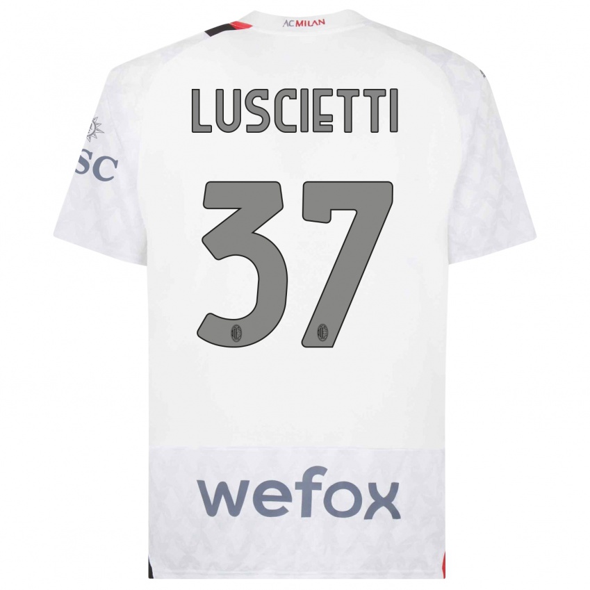 Kinderen Abebe Luscietti #37 Wit Uitshirt Uittenue 2023/24 T-Shirt België
