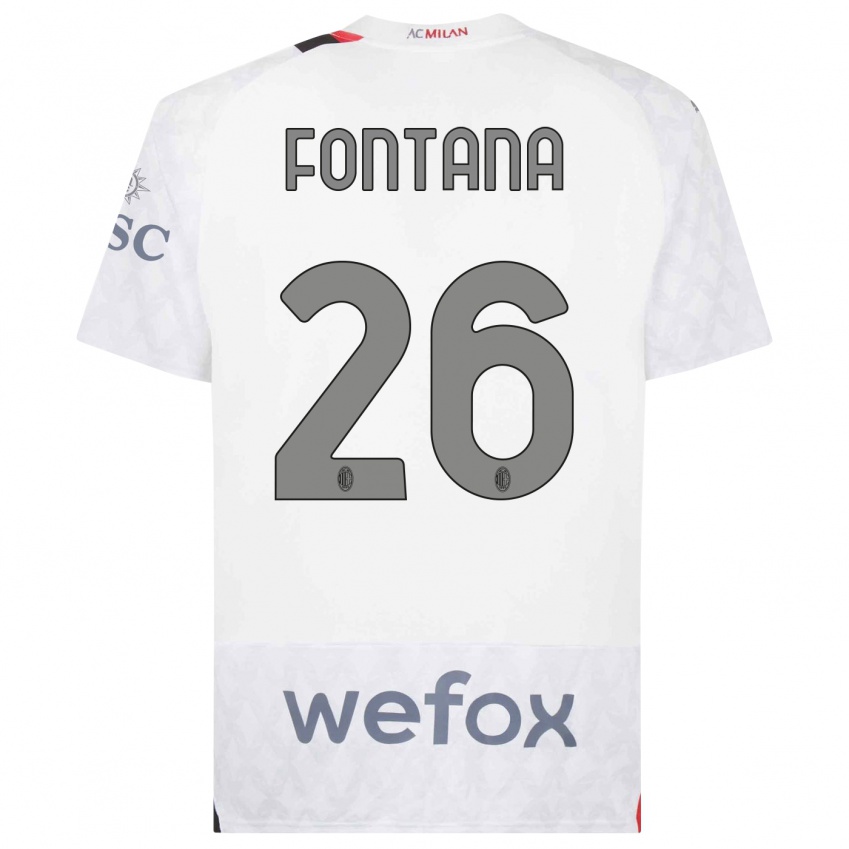 Kinderen Francesco Fontana #26 Wit Uitshirt Uittenue 2023/24 T-Shirt België