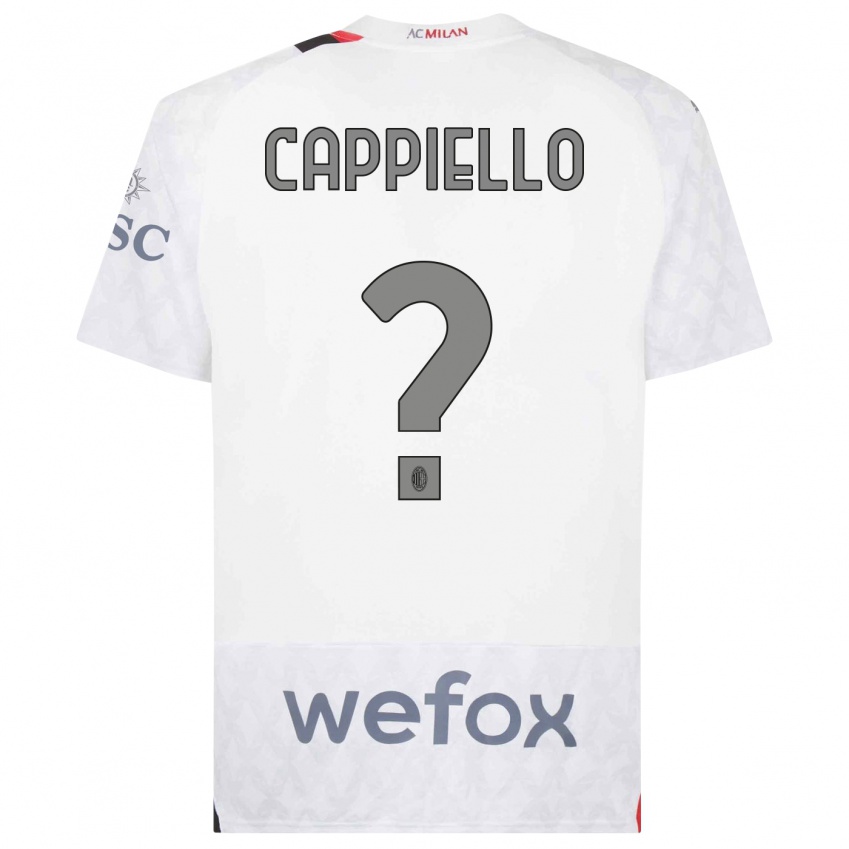 Enfant Maillot Flavio Cappiello #0 Blanc Tenues Extérieur 2023/24 T-Shirt Belgique