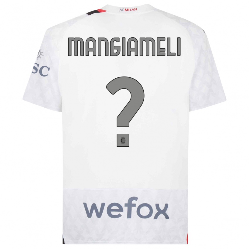 Enfant Maillot Federico Mangiameli #0 Blanc Tenues Extérieur 2023/24 T-Shirt Belgique
