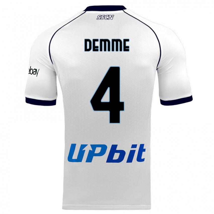 Enfant Maillot Diego Demme #4 Blanc Tenues Extérieur 2023/24 T-Shirt Belgique