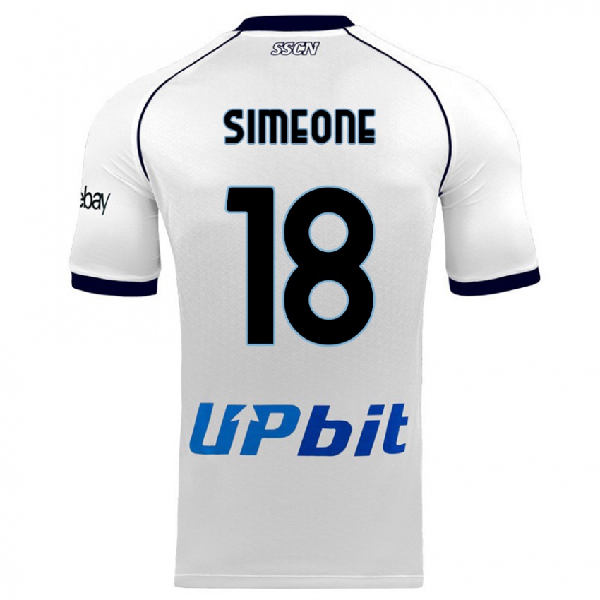 Kinder Giovanni Simeone #18 Weiß Auswärtstrikot Trikot 2023/24 T-Shirt Belgien