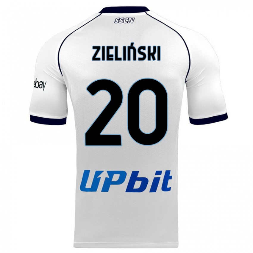 Kinder Piotr Zielinski #20 Weiß Auswärtstrikot Trikot 2023/24 T-Shirt Belgien