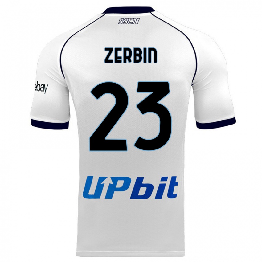 Enfant Maillot Alessio Zerbin #23 Blanc Tenues Extérieur 2023/24 T-Shirt Belgique
