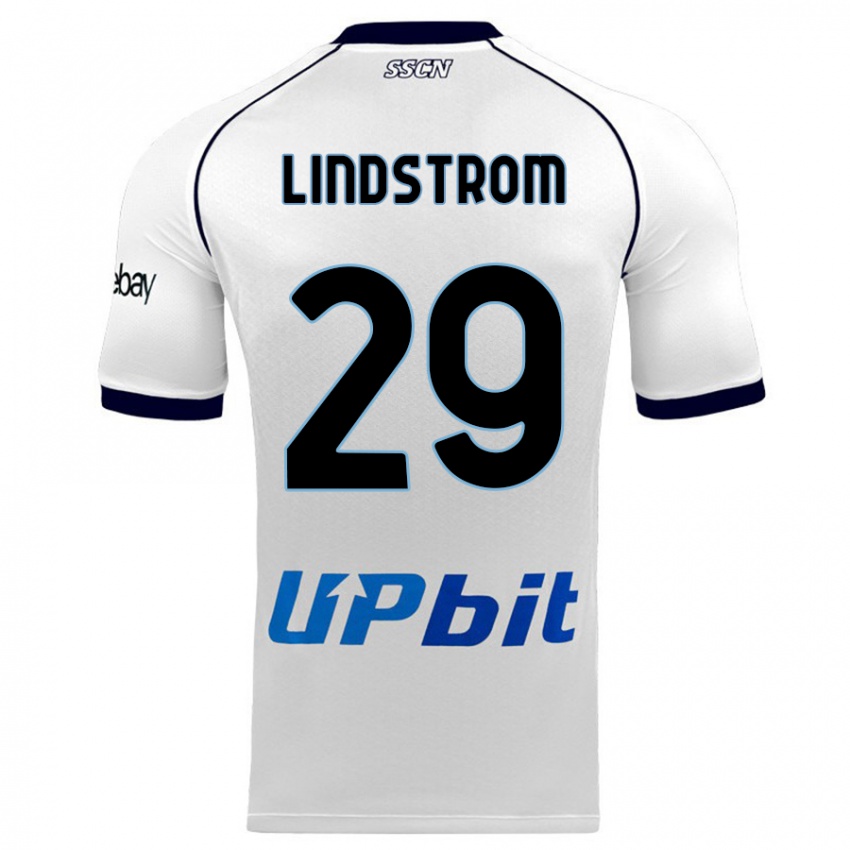 Kinder Jesper Lindstrøm #29 Weiß Auswärtstrikot Trikot 2023/24 T-Shirt Belgien