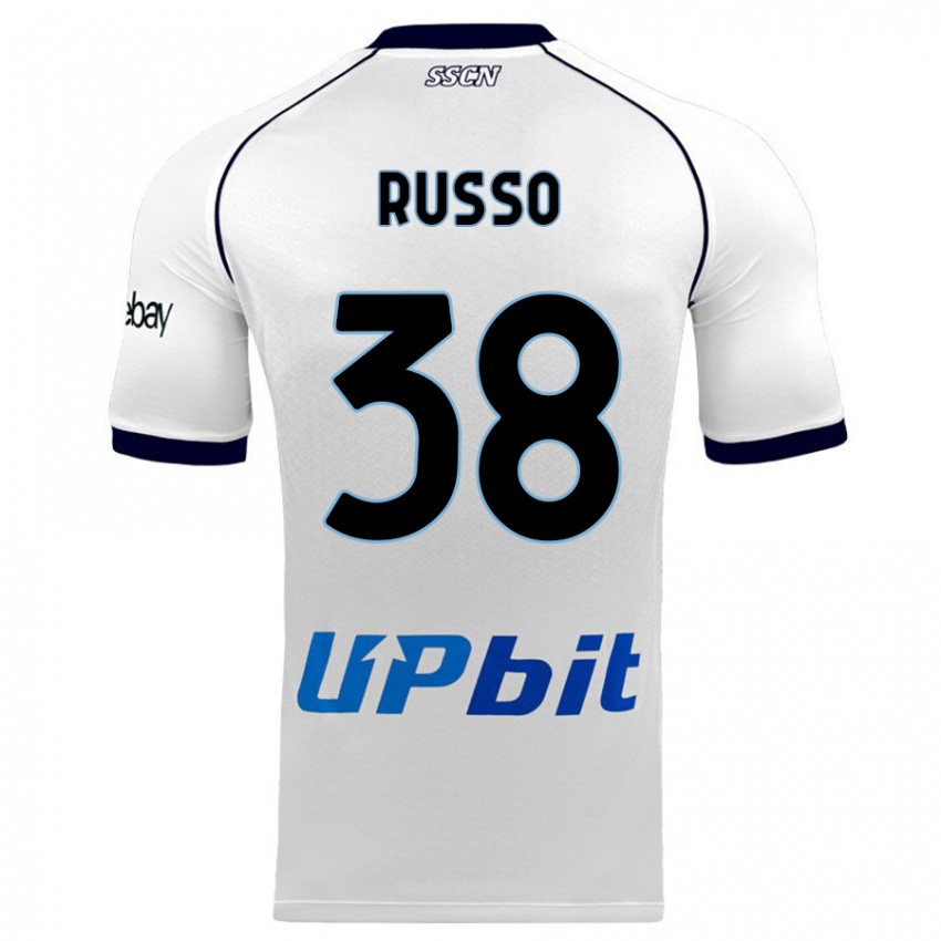 Kinder Lorenzo Russo #38 Weiß Auswärtstrikot Trikot 2023/24 T-Shirt Belgien