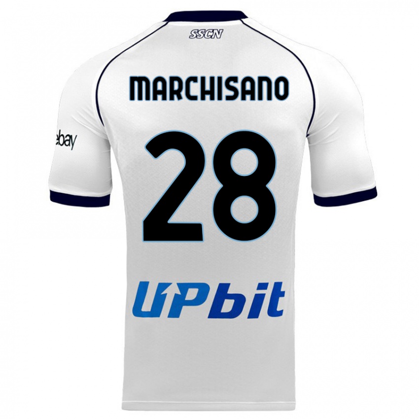Kinder Matteo Marchisano #28 Weiß Auswärtstrikot Trikot 2023/24 T-Shirt Belgien