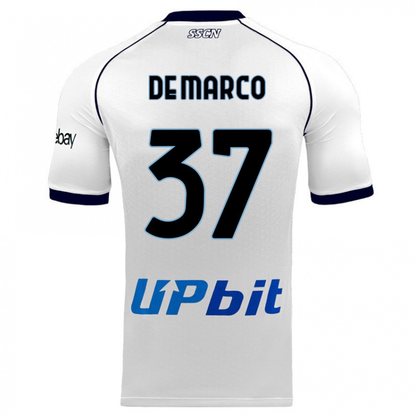 Kinder Francesco De Marco #37 Weiß Auswärtstrikot Trikot 2023/24 T-Shirt Belgien
