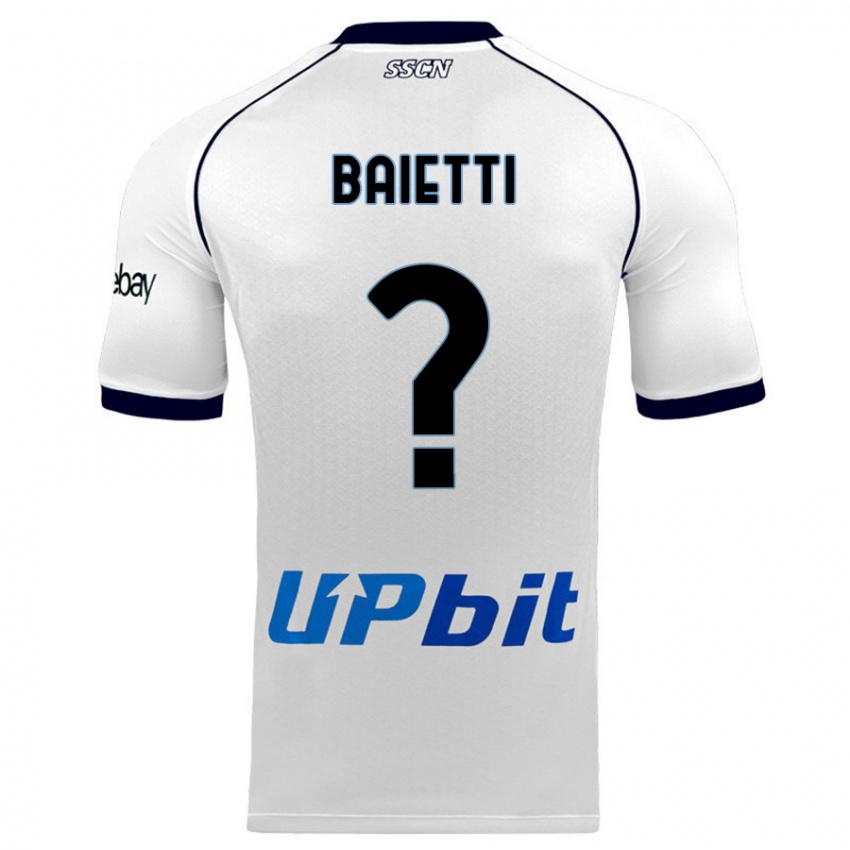 Enfant Maillot Francesco Baietti #0 Blanc Tenues Extérieur 2023/24 T-Shirt Belgique