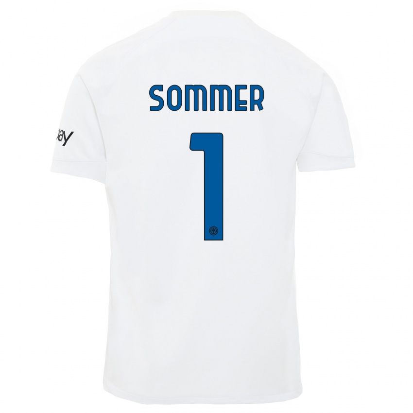 Kinder Yann Sommer #1 Weiß Auswärtstrikot Trikot 2023/24 T-Shirt Belgien