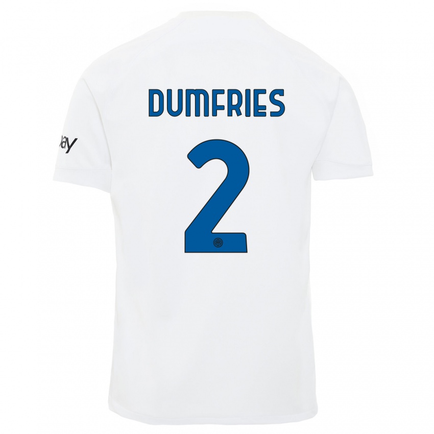 Kinderen Denzel Dumfries #2 Wit Uitshirt Uittenue 2023/24 T-Shirt België