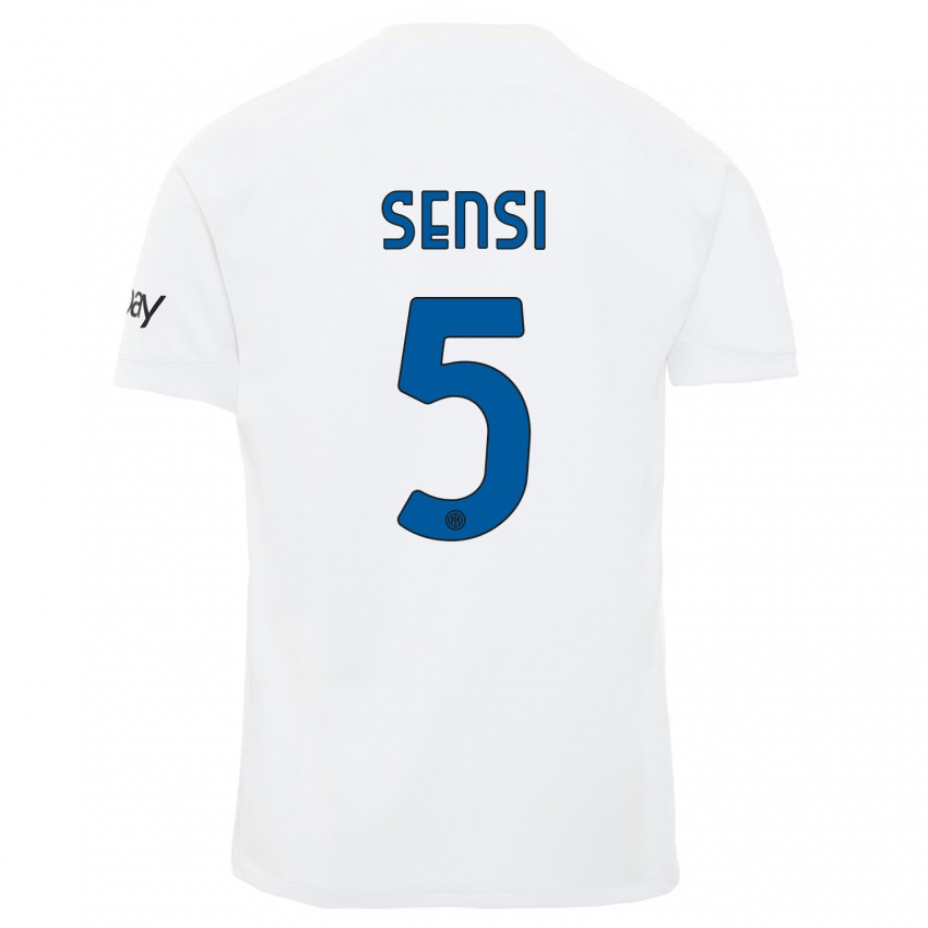 Enfant Maillot Stefano Sensi #5 Blanc Tenues Extérieur 2023/24 T-Shirt Belgique