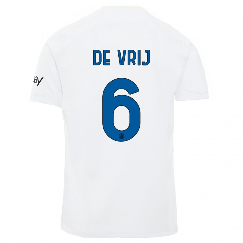 Kinder Stefan De Vrij #6 Weiß Auswärtstrikot Trikot 2023/24 T-Shirt Belgien