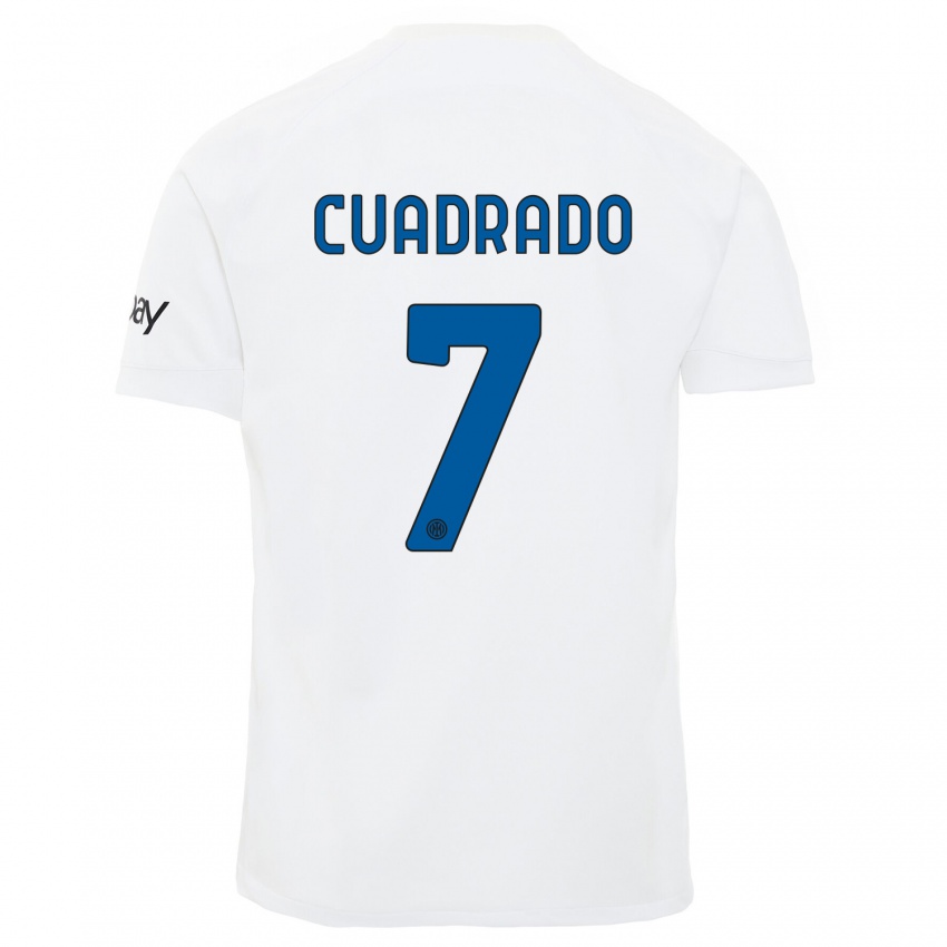 Enfant Maillot Juan Cuadrado #7 Blanc Tenues Extérieur 2023/24 T-Shirt Belgique