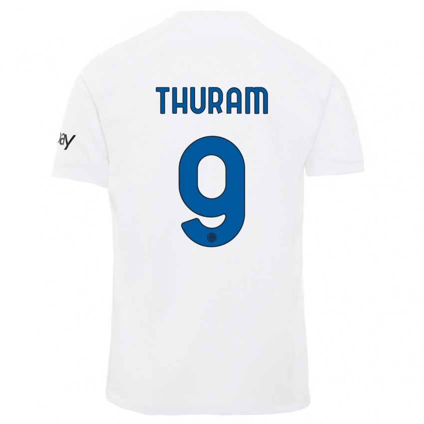 Kinder Marcus Thuram #9 Weiß Auswärtstrikot Trikot 2023/24 T-Shirt Belgien