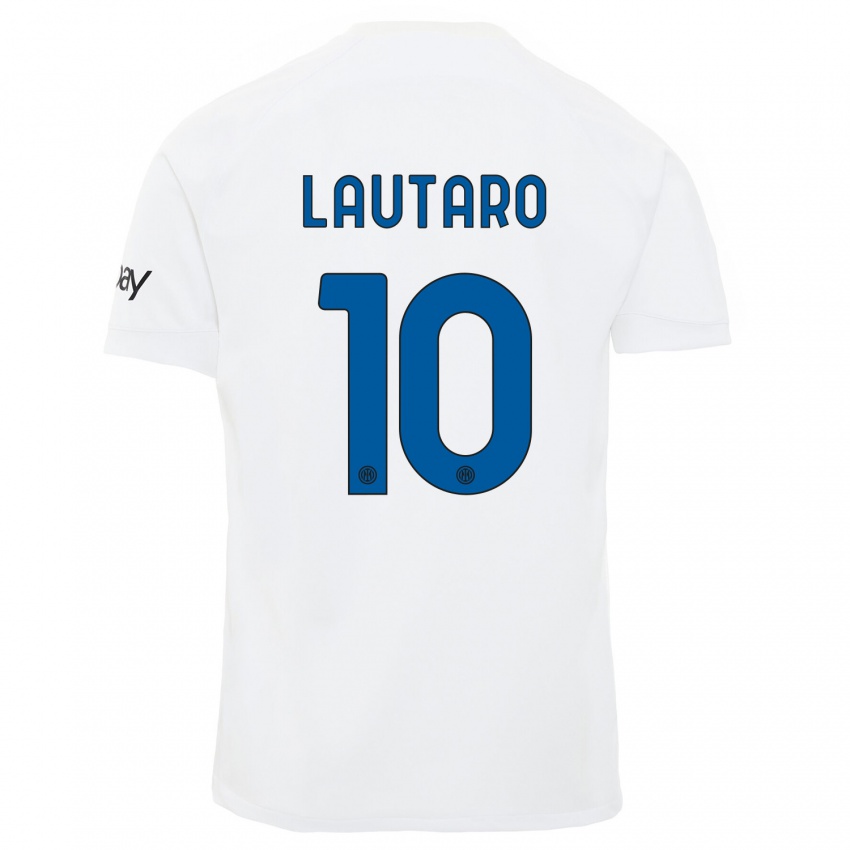 Kinderen Lautaro Martinez #10 Wit Uitshirt Uittenue 2023/24 T-Shirt België