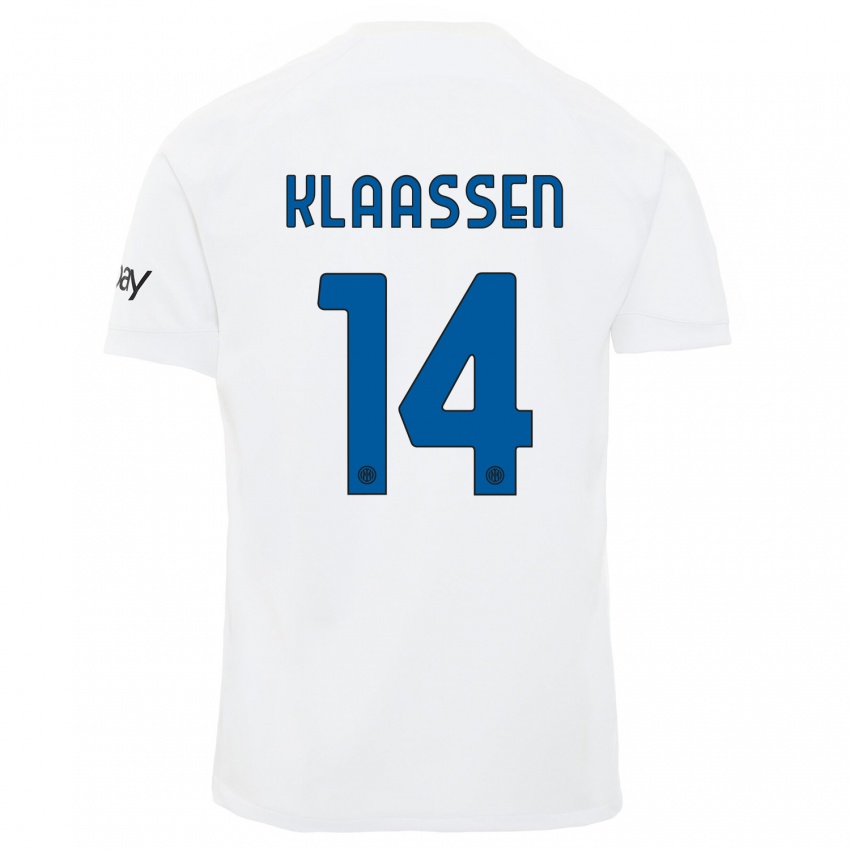 Kinder Davy Klaassen #14 Weiß Auswärtstrikot Trikot 2023/24 T-Shirt Belgien