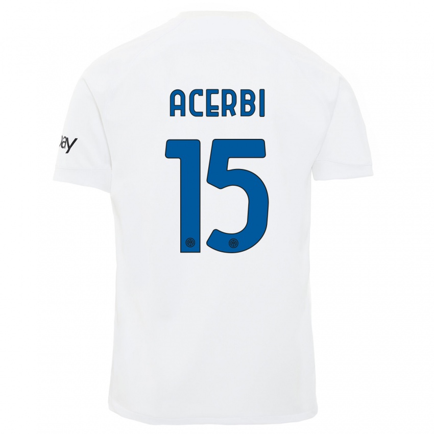 Kinderen Francesco Acerbi #15 Wit Uitshirt Uittenue 2023/24 T-Shirt België
