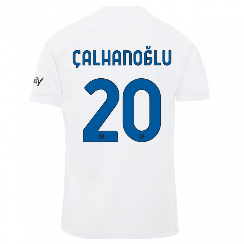 Kinder Hakan Calhanoglu #20 Weiß Auswärtstrikot Trikot 2023/24 T-Shirt Belgien
