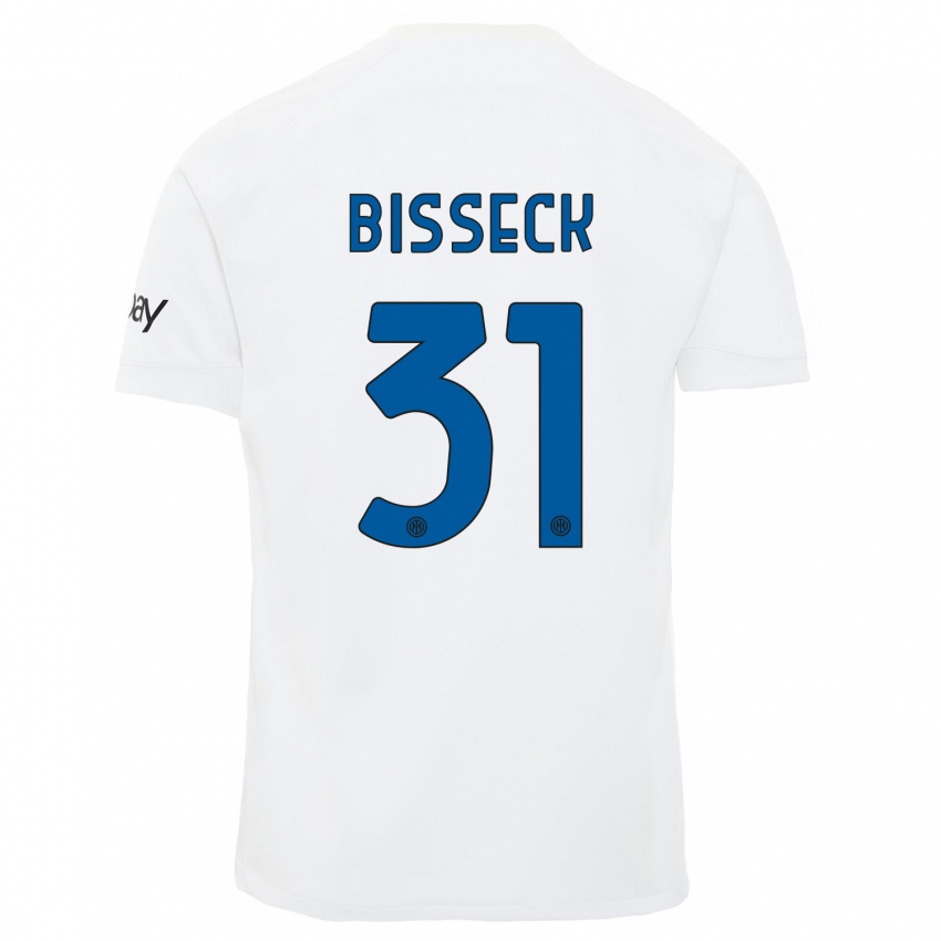Kinder Yann Bisseck #31 Weiß Auswärtstrikot Trikot 2023/24 T-Shirt Belgien