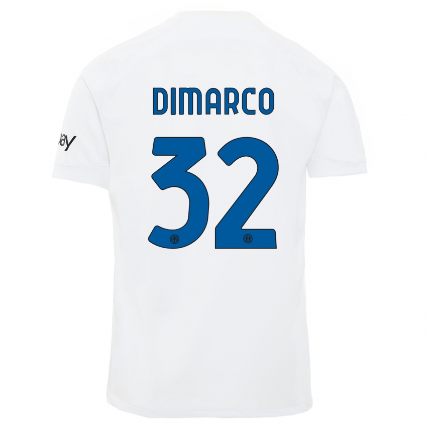 Kinder Federico Dimarco #32 Weiß Auswärtstrikot Trikot 2023/24 T-Shirt Belgien