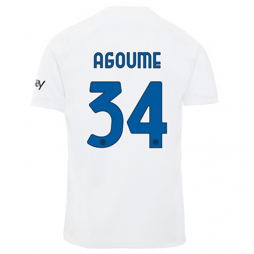 Kinder Lucien Agoume #34 Weiß Auswärtstrikot Trikot 2023/24 T-Shirt Belgien