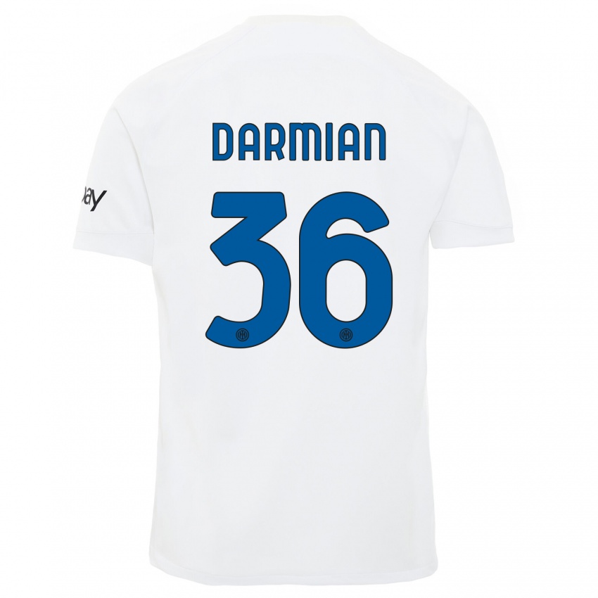 Kinder Matteo Darmian #36 Weiß Auswärtstrikot Trikot 2023/24 T-Shirt Belgien