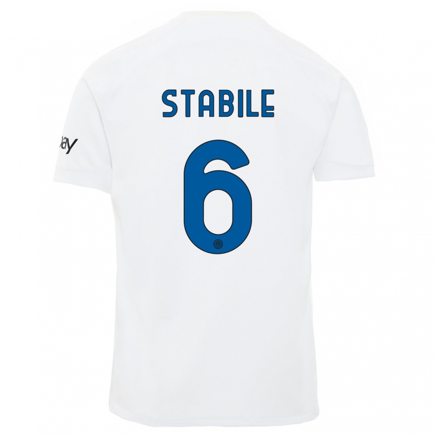 Kinder Giacomo Stabile #6 Weiß Auswärtstrikot Trikot 2023/24 T-Shirt Belgien