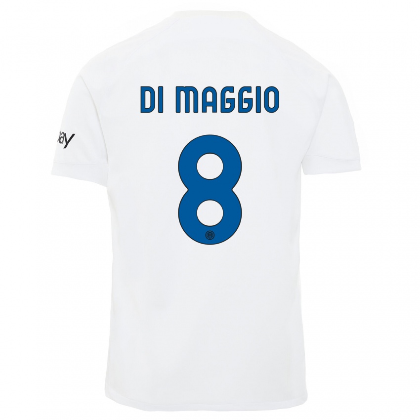 Kinder Luca Di Maggio #8 Weiß Auswärtstrikot Trikot 2023/24 T-Shirt Belgien