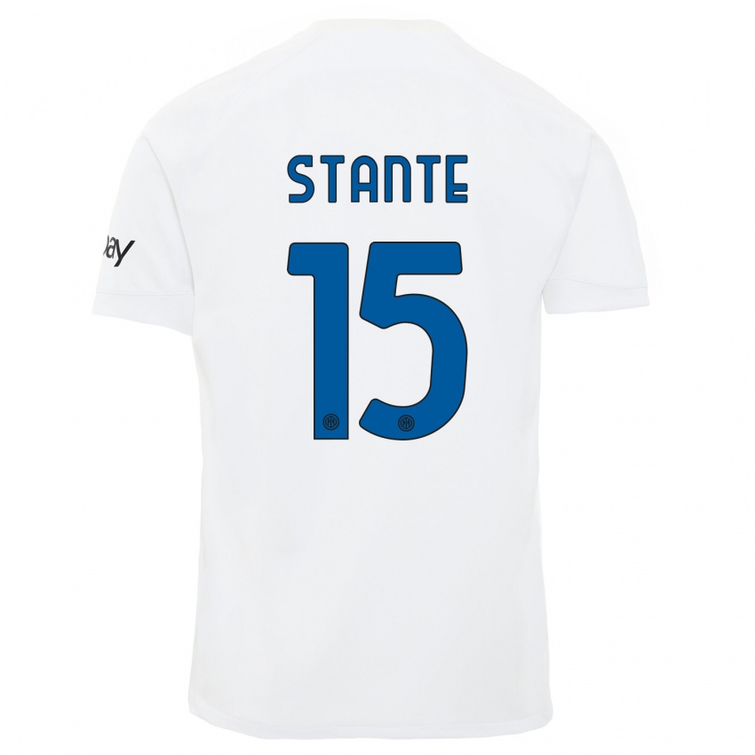 Kinder Francesco Stante #15 Weiß Auswärtstrikot Trikot 2023/24 T-Shirt Belgien
