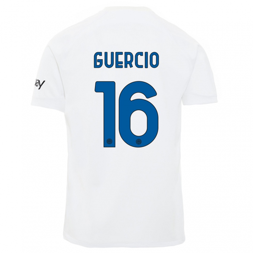 Kinder Tommaso Guercio #16 Weiß Auswärtstrikot Trikot 2023/24 T-Shirt Belgien