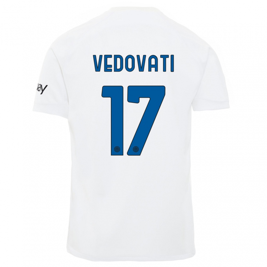 Kinder Gabriele Vedovati #17 Weiß Auswärtstrikot Trikot 2023/24 T-Shirt Belgien