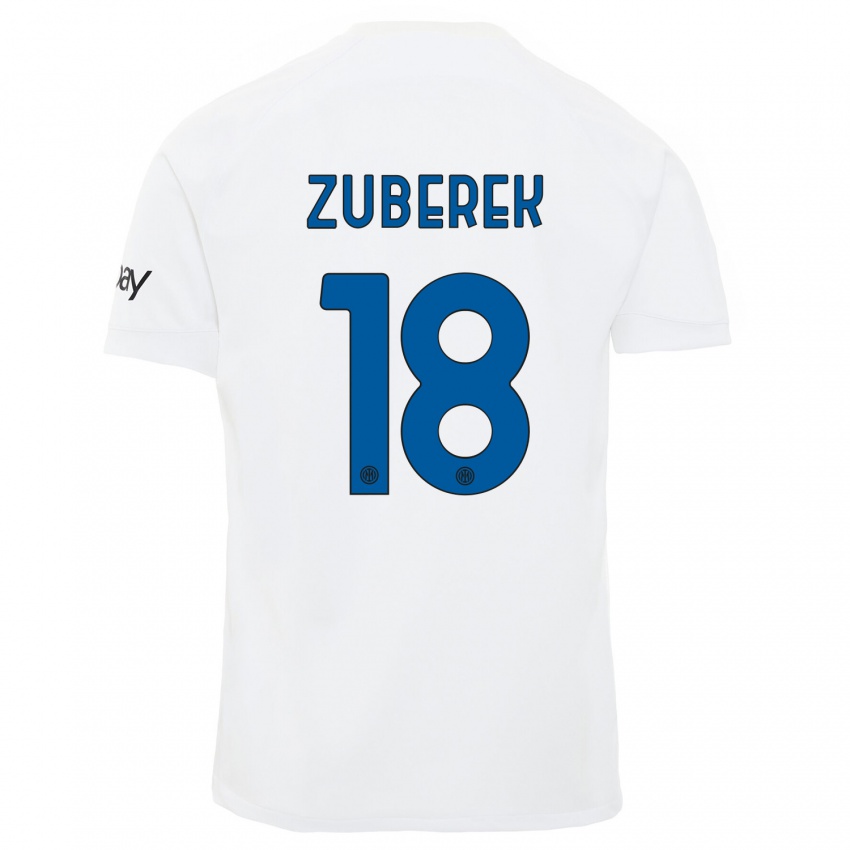 Kinderen Jan Zuberek #18 Wit Uitshirt Uittenue 2023/24 T-Shirt België