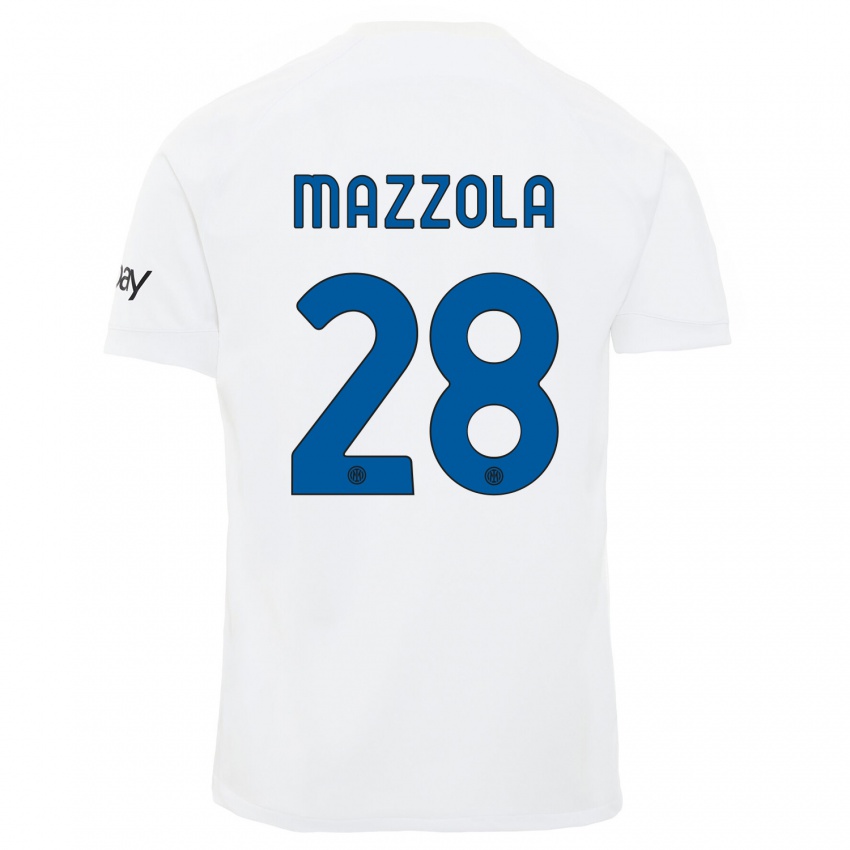 Kinderen Giuseppe Mazzola #28 Wit Uitshirt Uittenue 2023/24 T-Shirt België