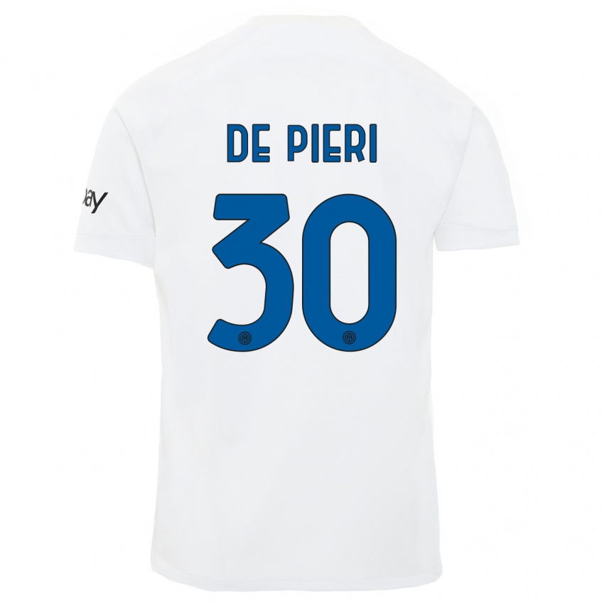 Kinderen Giacomo De Pieri #30 Wit Uitshirt Uittenue 2023/24 T-Shirt België