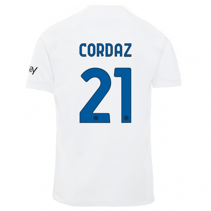 Kinderen Alex Cordaz #21 Wit Uitshirt Uittenue 2023/24 T-Shirt België
