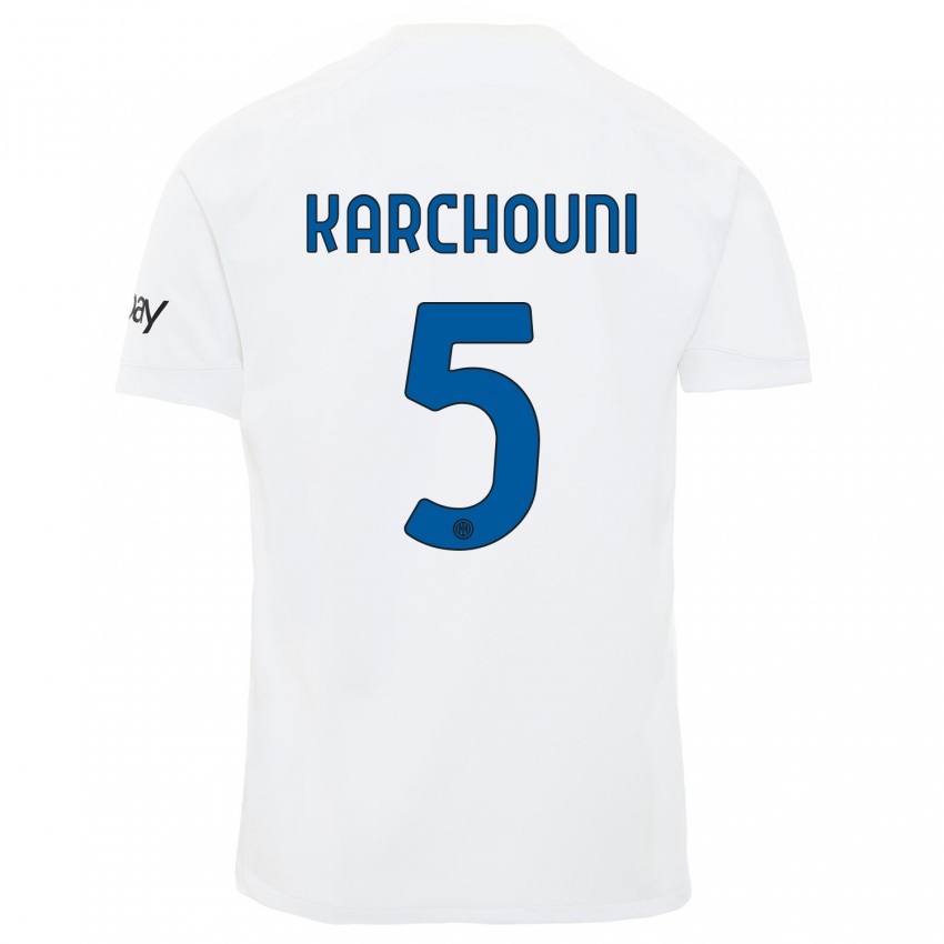 Kinder Ghoutia Karchouni #5 Weiß Auswärtstrikot Trikot 2023/24 T-Shirt Belgien